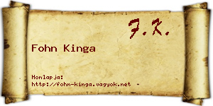 Fohn Kinga névjegykártya